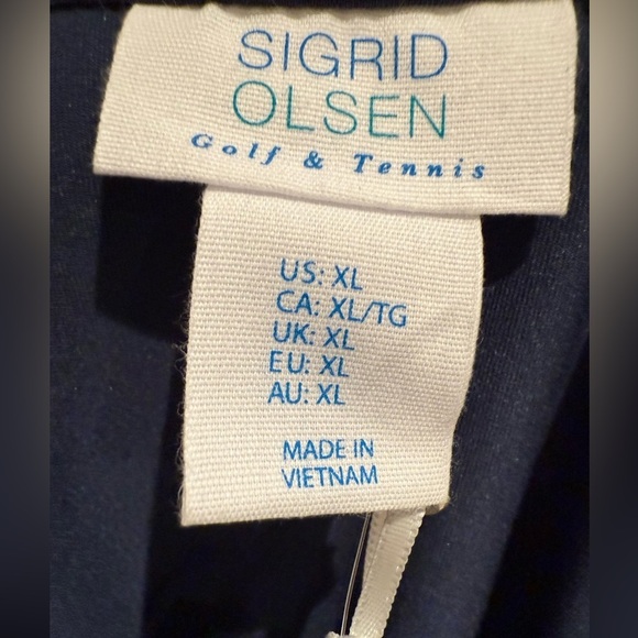Sigrid Olsen Midnight Blue Ruffle Sleeve Golf or Tennis Blouse SPF50 dry fast - Picture 7 of 8